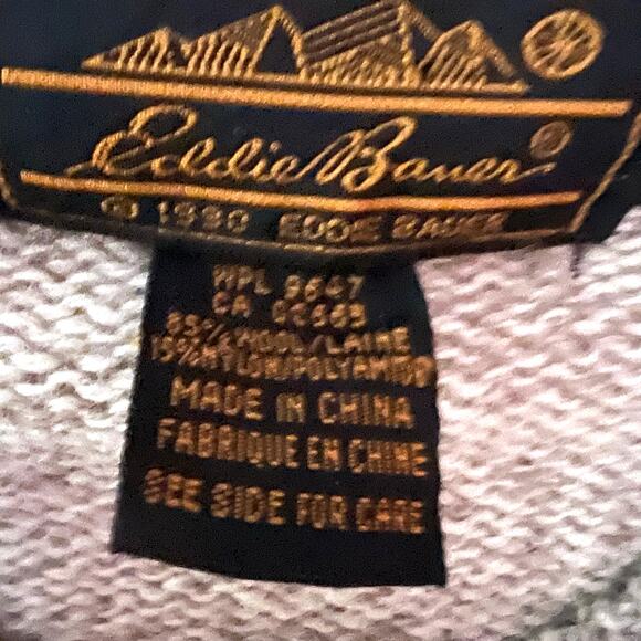 Vintage Eddie Bauer Wool Grandma Floral Tan Heather Sweater SZ L - Picture 5 of 6